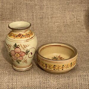 Art Pottery Bud Vase and Trinket Dish 4” Bud Algarve Pottery Portugal